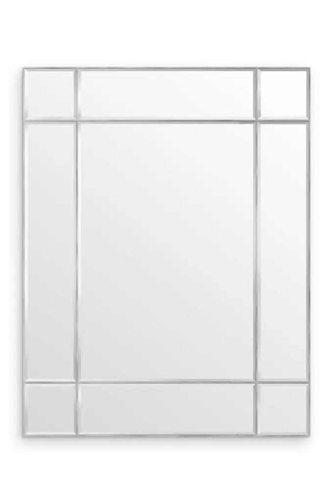 Silver Framed Bevelled Mirror XL Eichholtz Beaumont Modern Large Wall Mirror