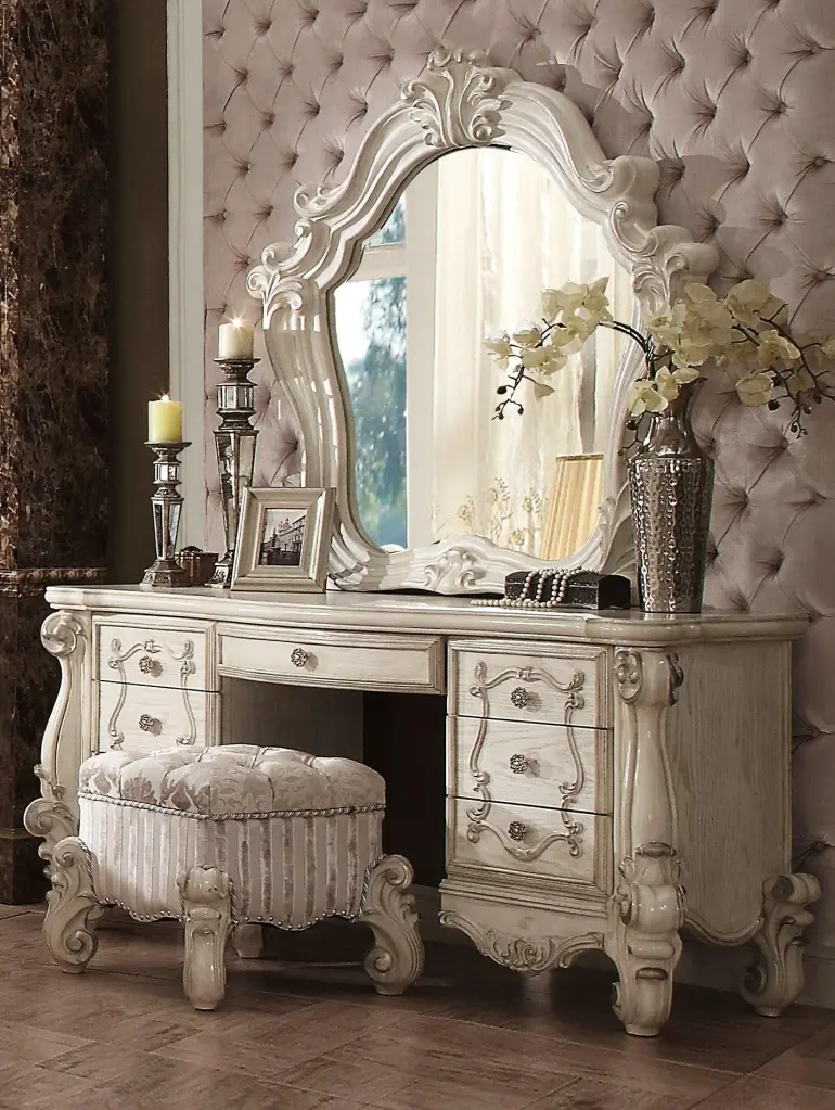 Versailles Bone White Mirror - Elegant Wall Mirror Bedroom or Bathroom