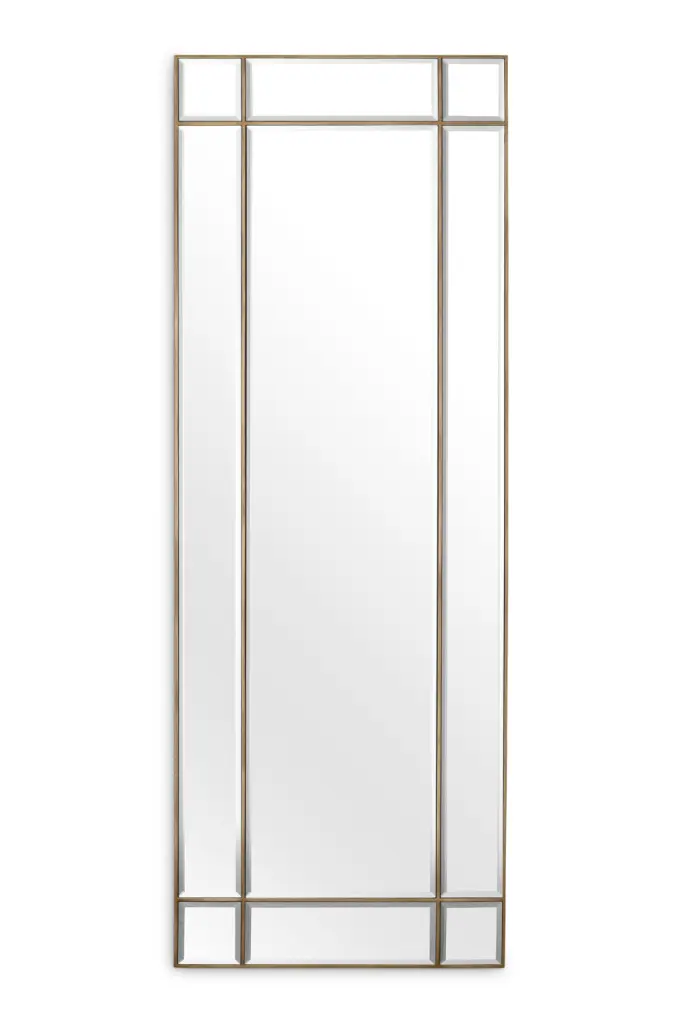 Vintage Brass Framed Bevelled Mirror Eichholtz Beaumont Classic Home Decor