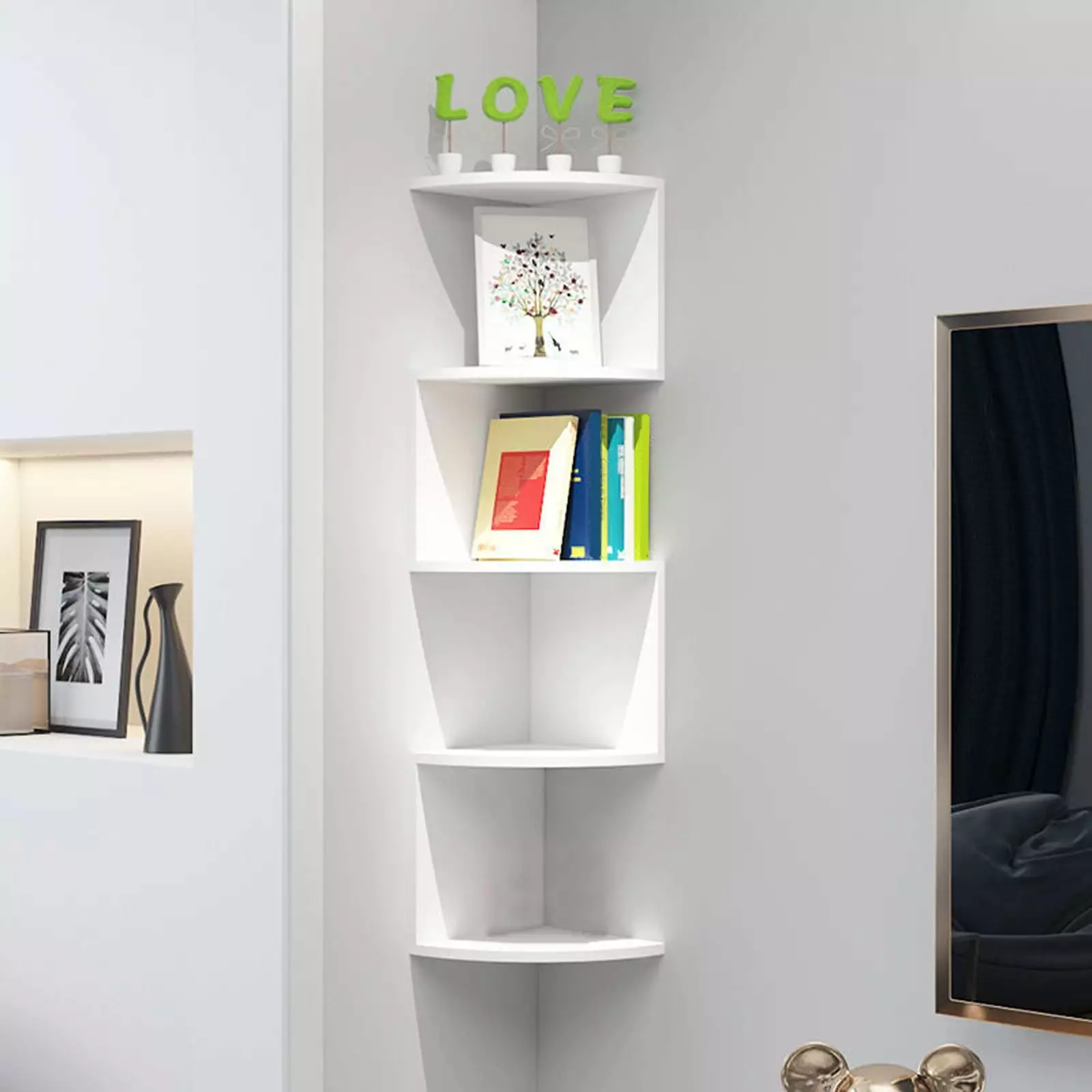 Byikun Organizer Corner Partition Layered Bookshelf Multi-Layer Wall Shelf Clearance Home Essentials