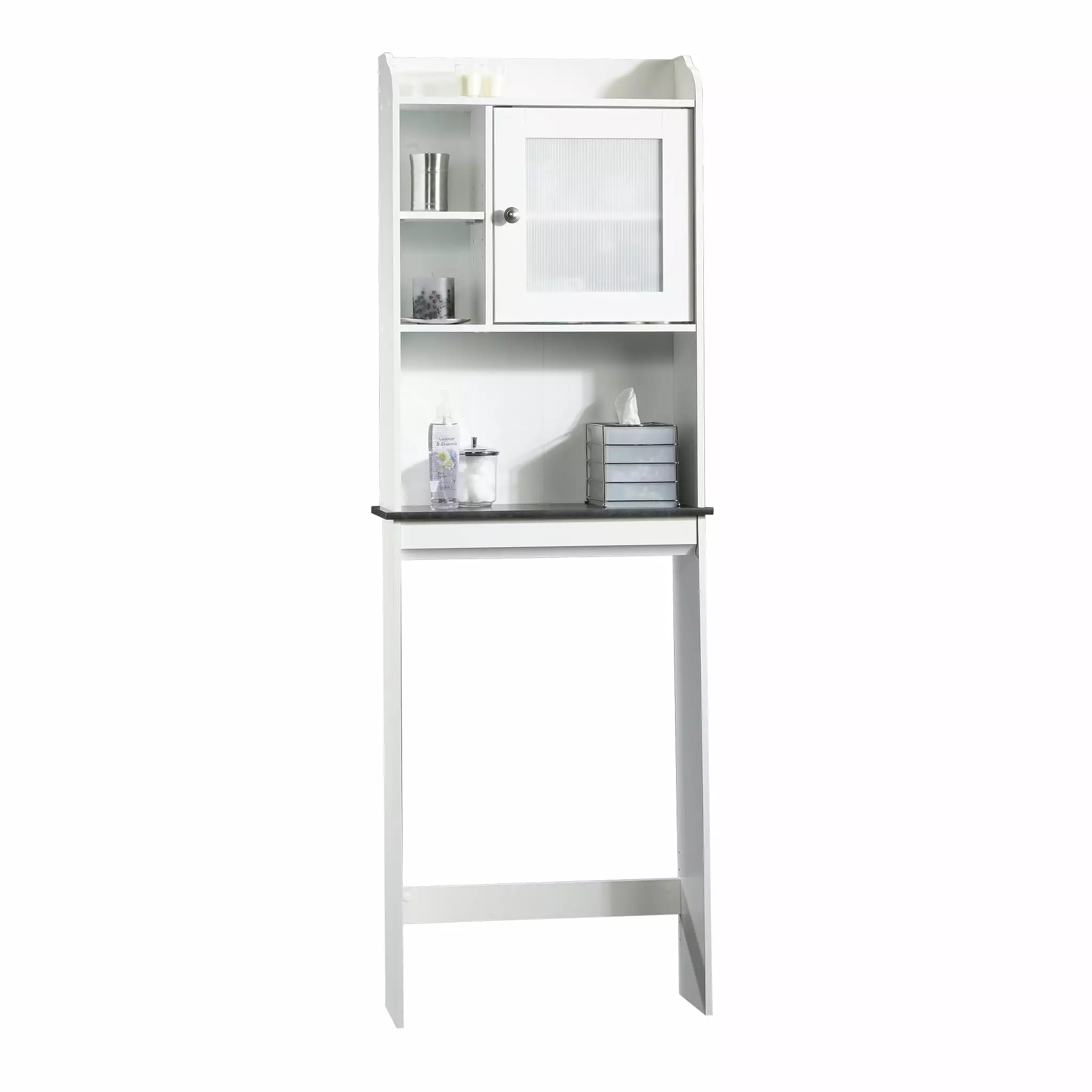 CasaSole Soft White Wood Shelves Home Office Living Room Storage