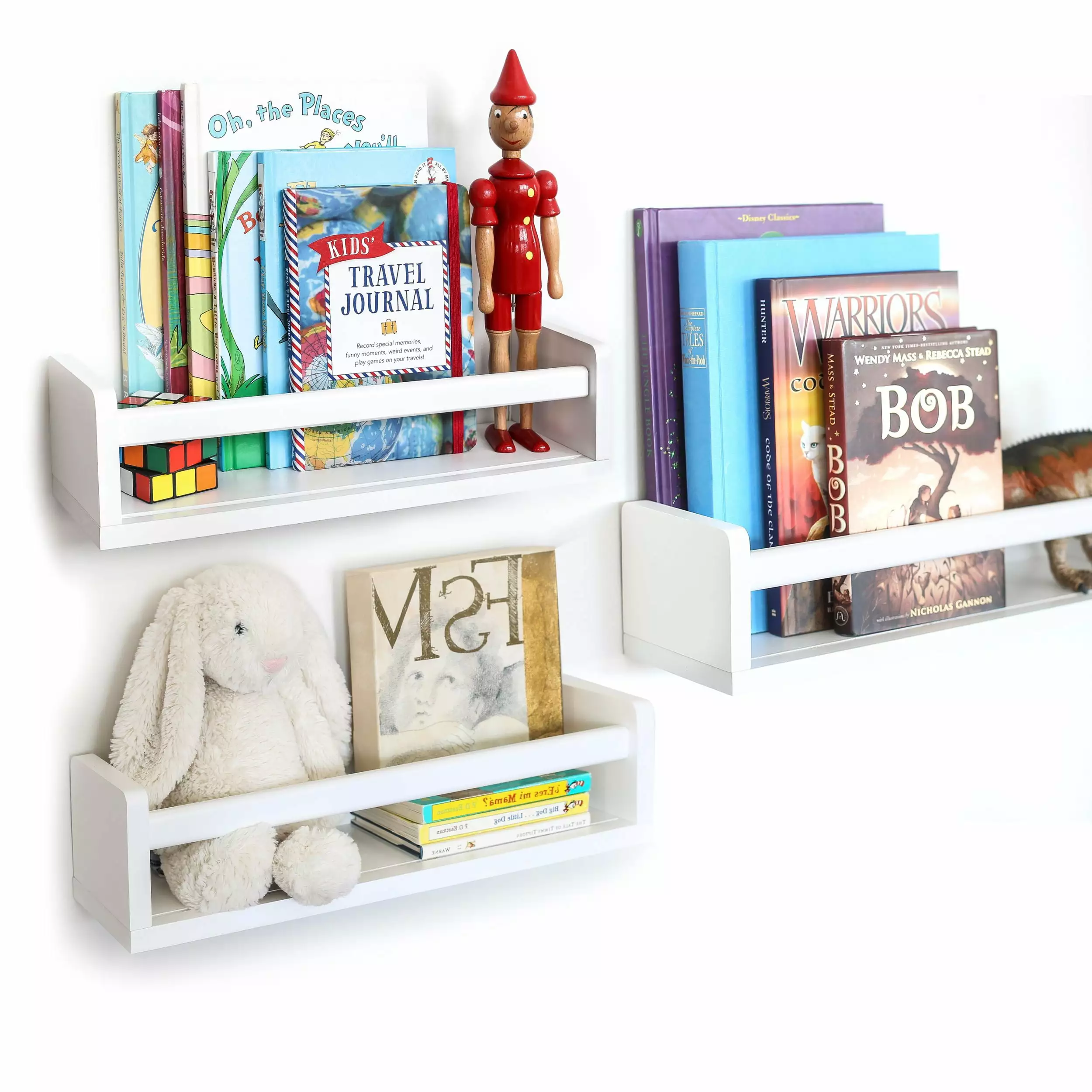 Wallniture Madrid Wood Wall Shelves Book and Toy Storage Set 3
