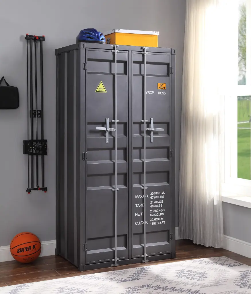 Cargo Gunmetal Wardrobe Double Door Closet Storage