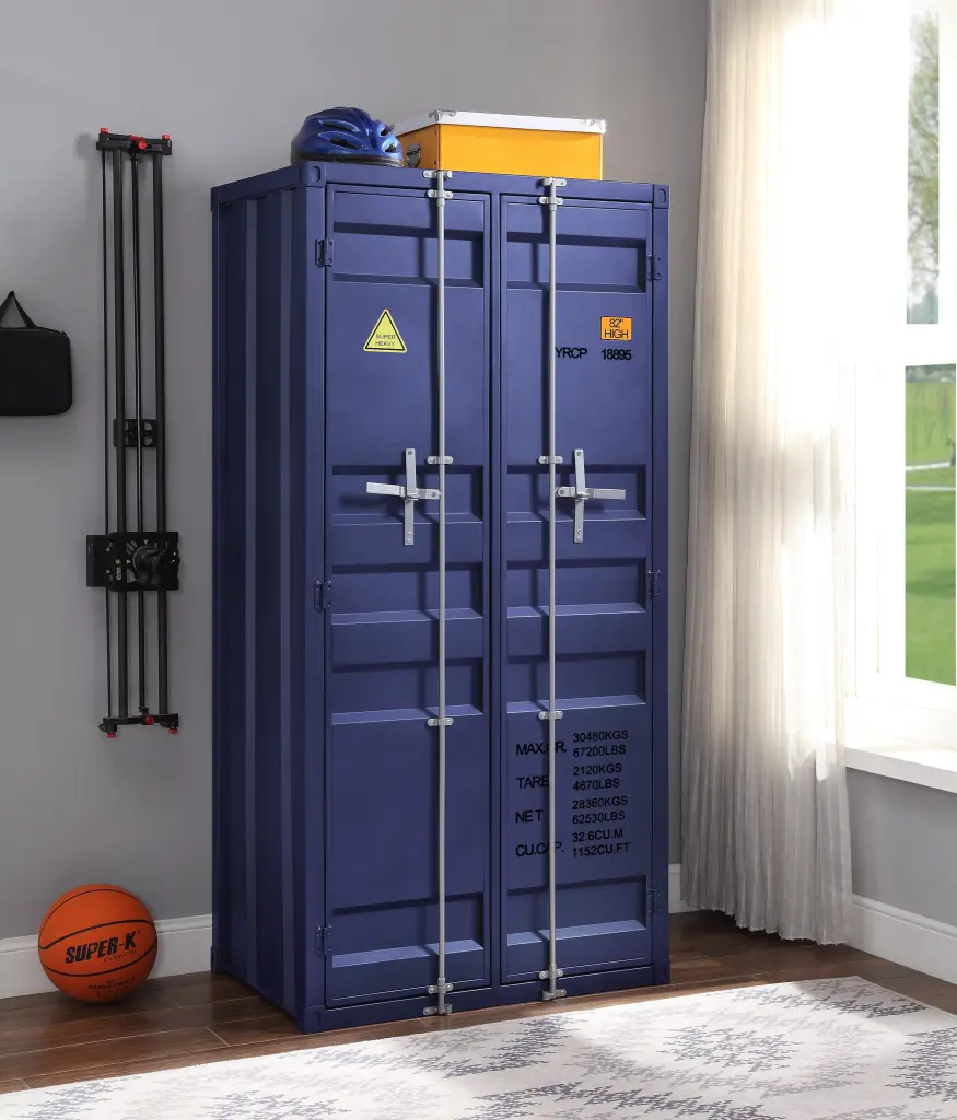 Cargo Blue Double Door Wardrobe Bedroom Closet Storage