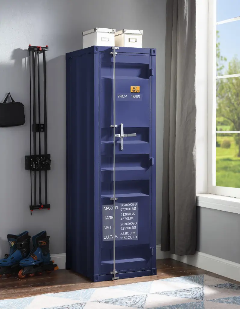 Cargo Blue Single Door Wardrobe Compact Space Storage Solution