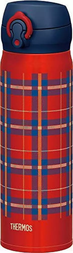Thermos 0.5L Red Check Vacuum Insulated One-Touch Open Water Bottle JNL-502G RC