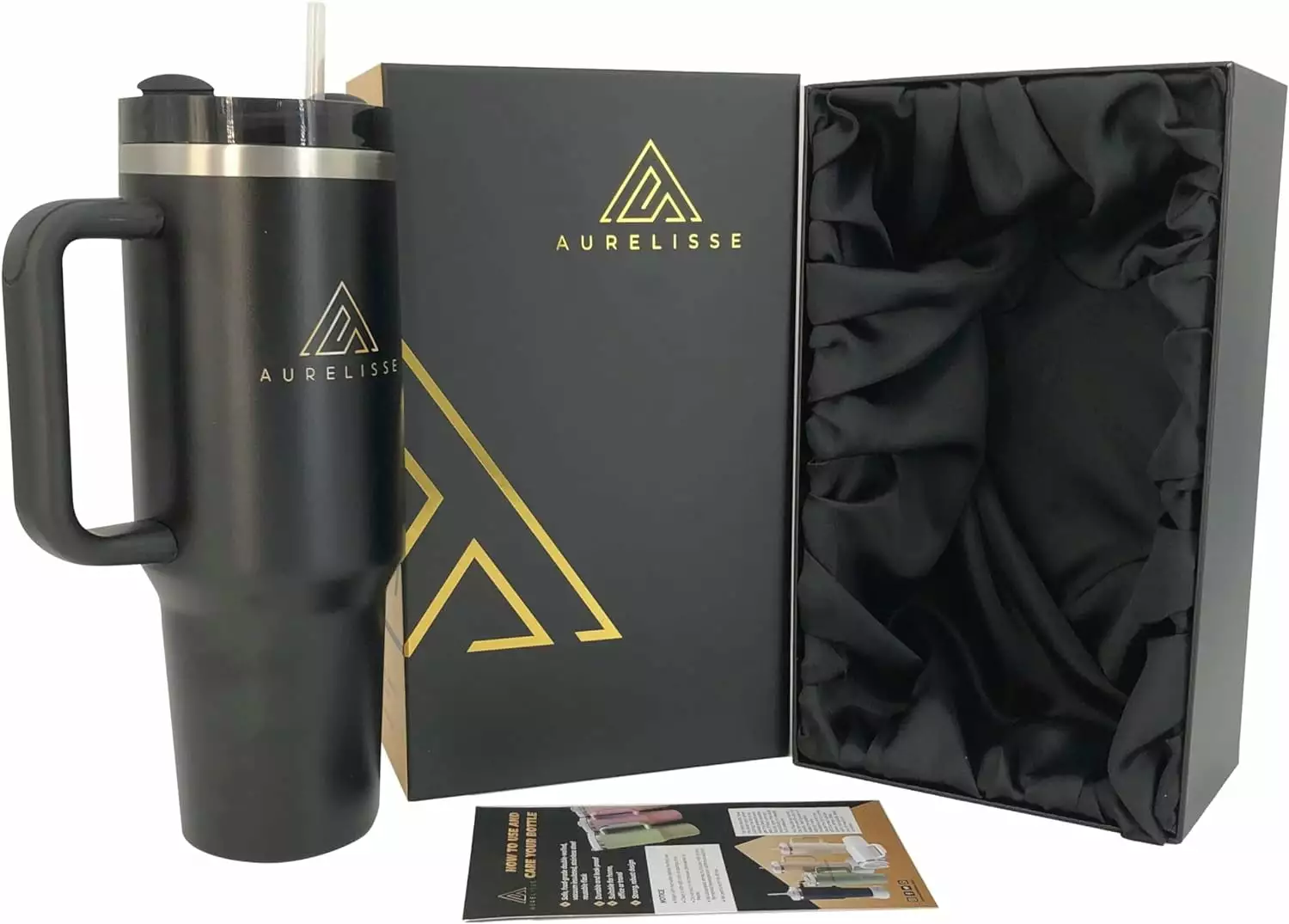 40 oz Tumbler Handle and Straw Leak-proof Insulated Vacuum Water Bottle H2.0 Quencher