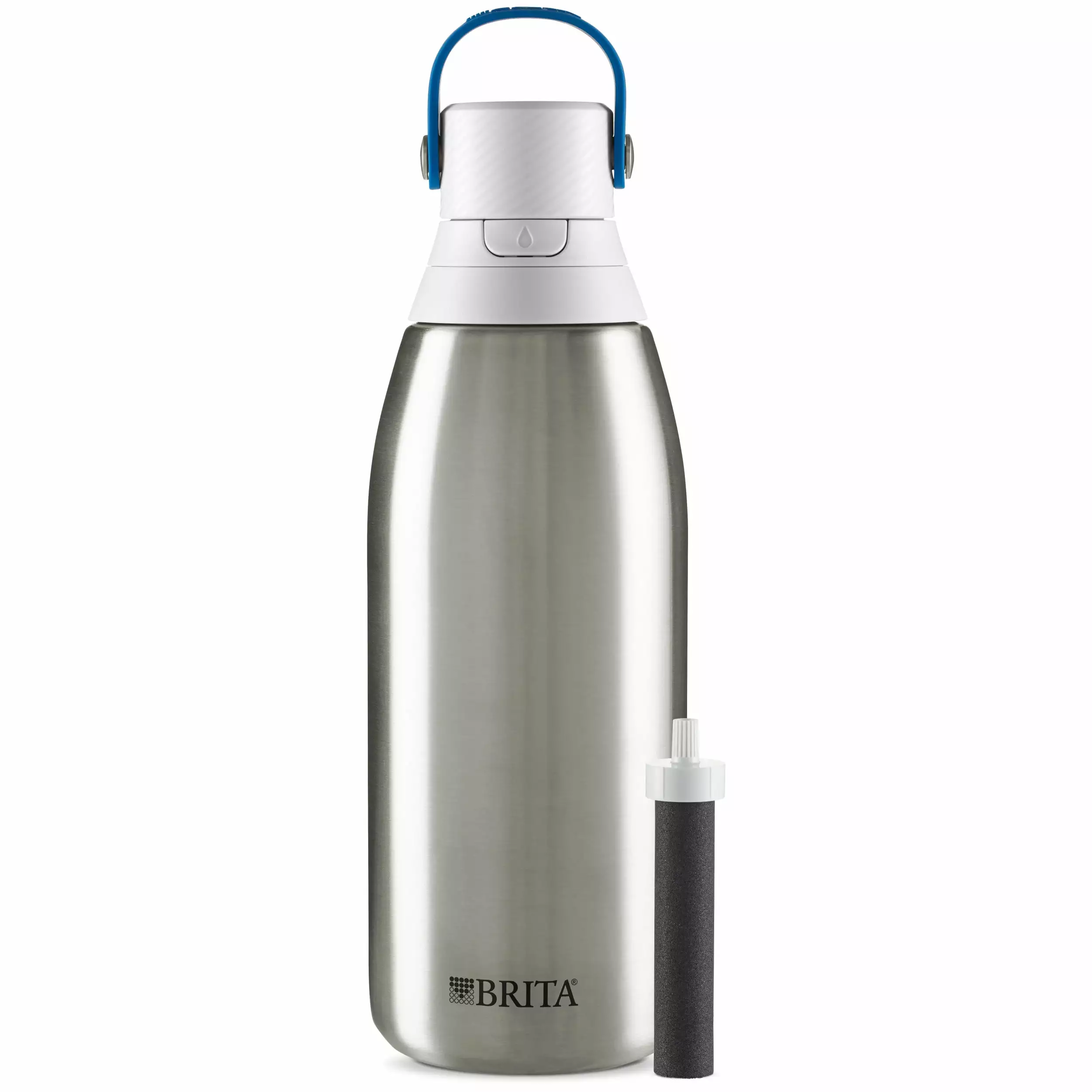 Brita Premium Stainless Steel Insulated Leak Proof Filtered Water Bottle Silver 32 oz