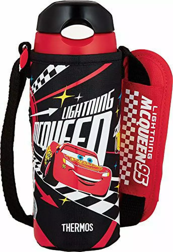 Thermos Vacuum Insulated Straw Bottle One Touch 400ml Cars Black Cold Hot Drink Container