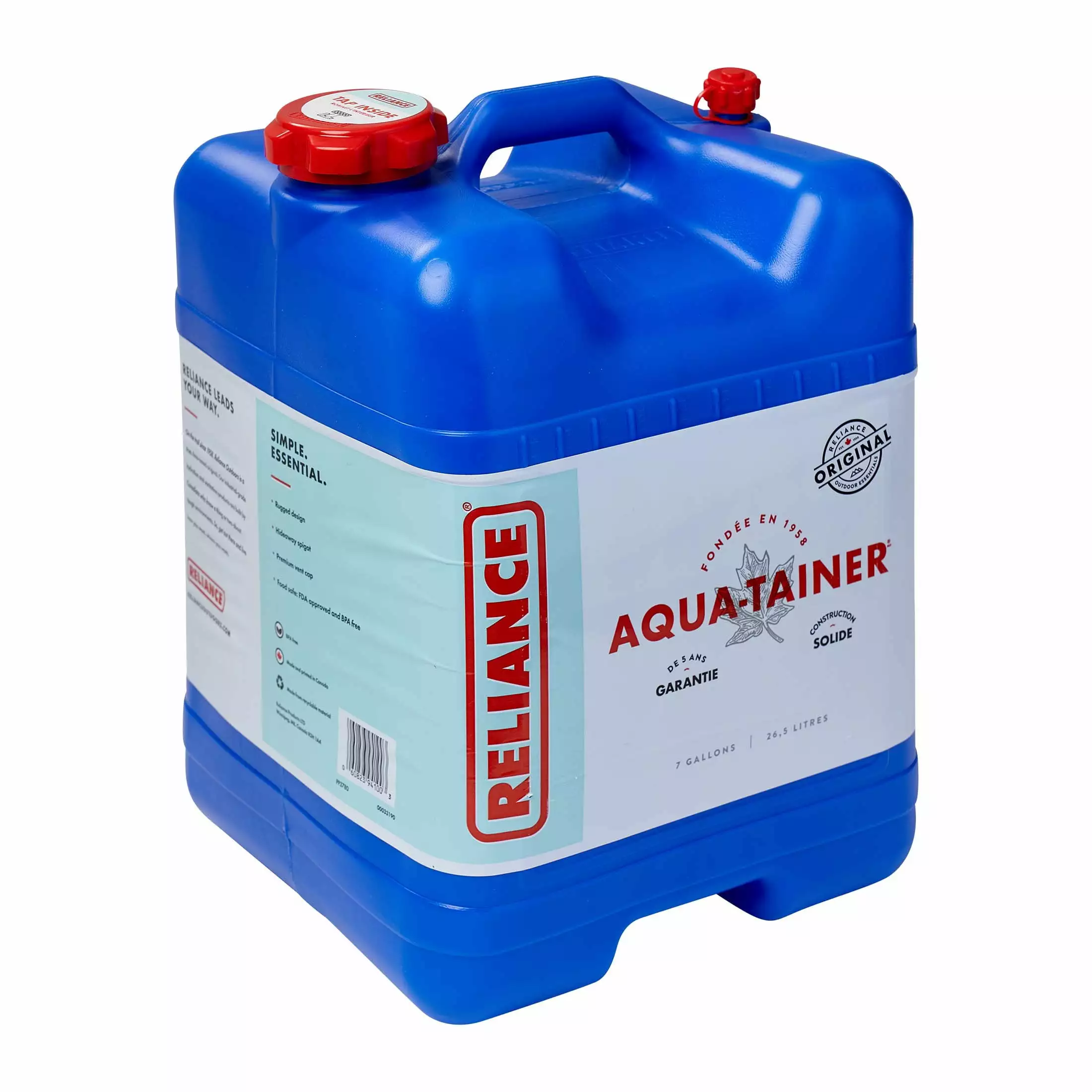 Reliance Aqua-Tainer Water Container 7 Gallon Portable Water Storage