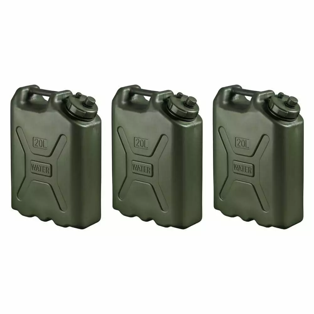 BPA Free 5 Gallon Portable Water Storage Container Green 3-Pack Emergency Camping