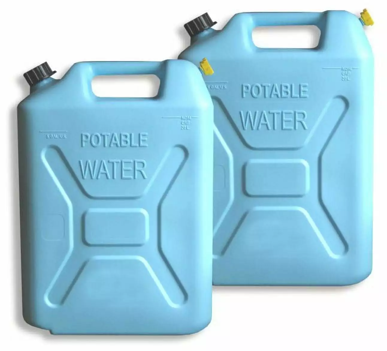Pair 5 Gallon Polyethylene Water Cans Nozzle BPA Free