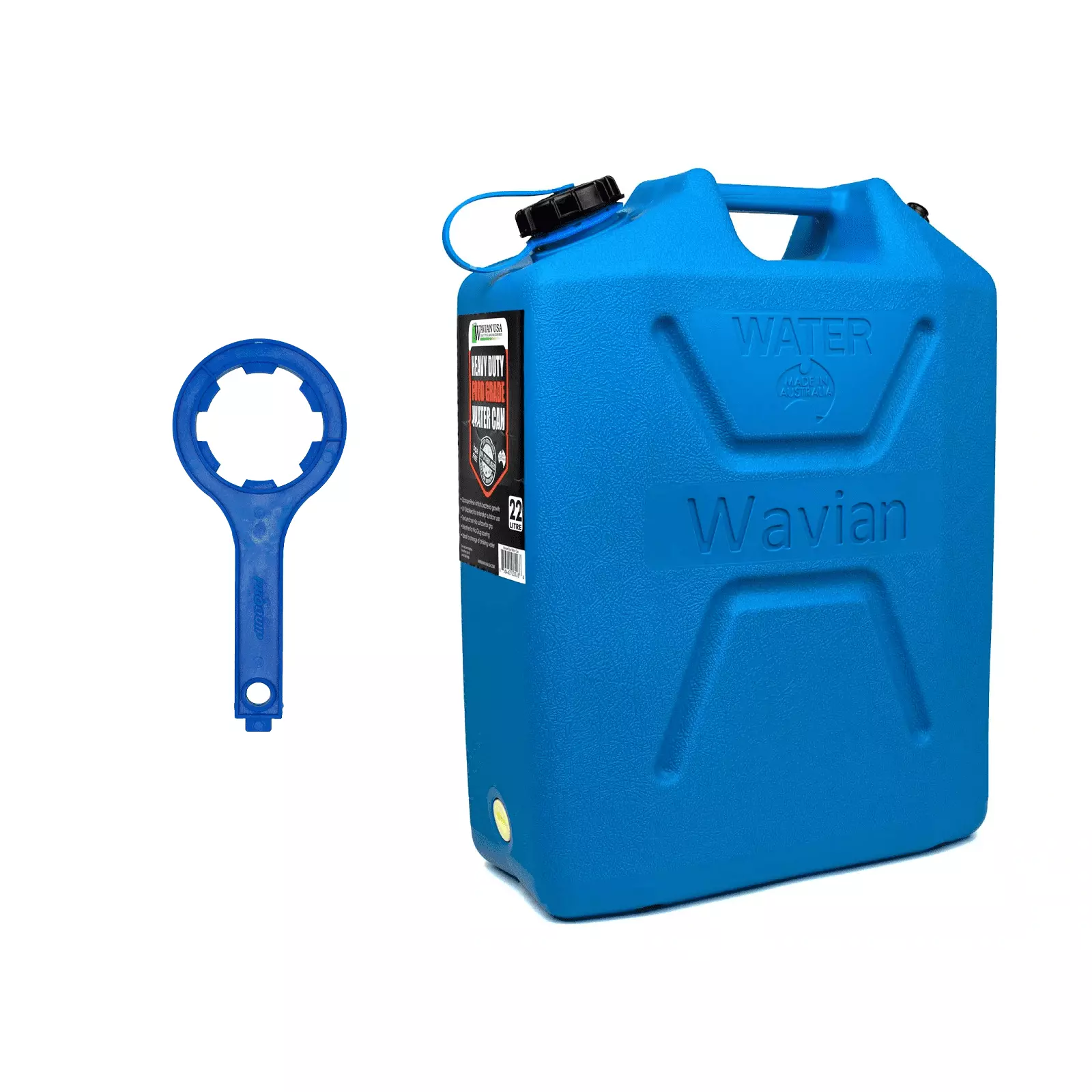Wavian 5 Gallon BPA Free FoodGrade UV Stabilized Water Storage Can Opener Tool