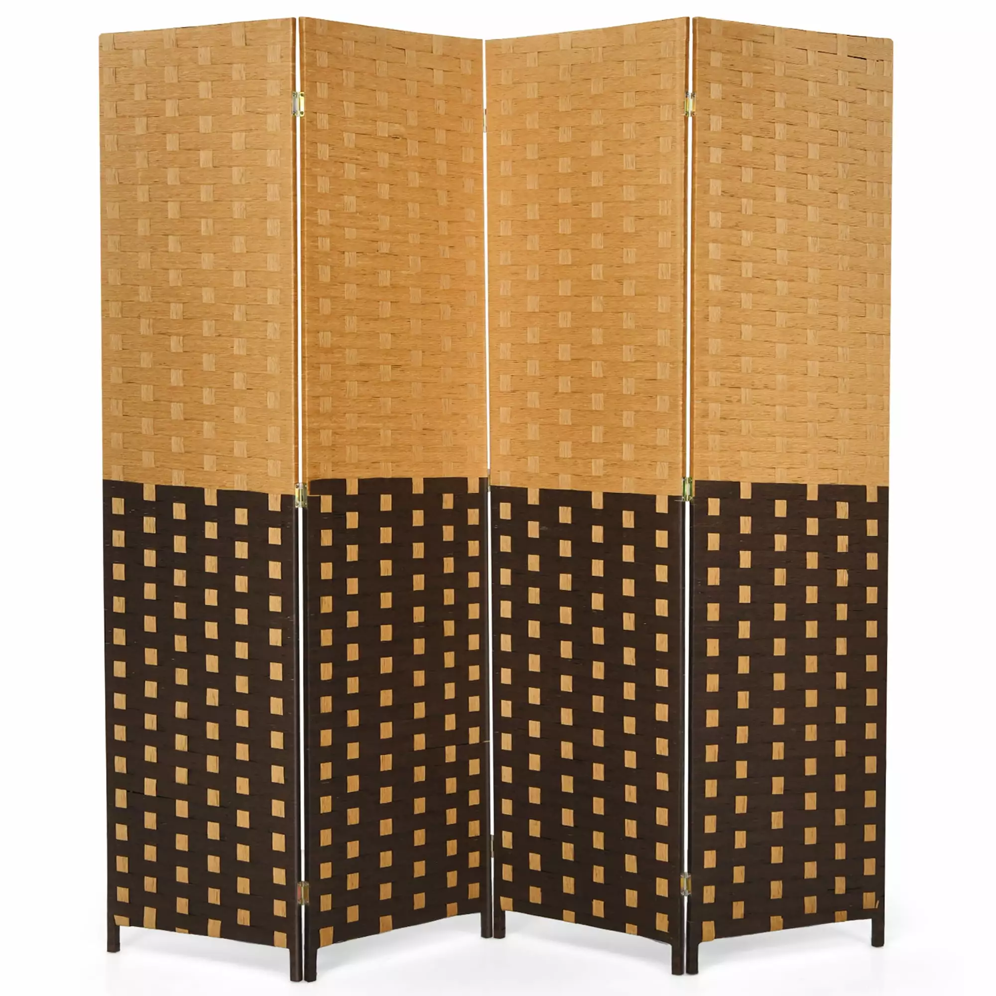 Costway 4-Panel 6FT Tall Weave Fiber Privacy Partition Folding Room Divider