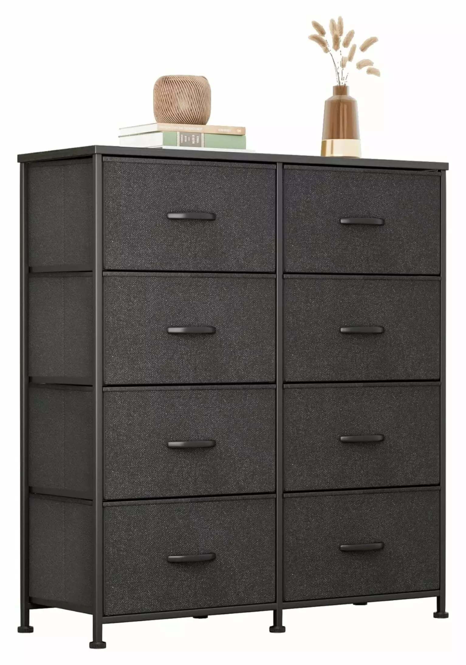Werqueid 8-Drawer Fabric Dresser Wide Chest Bedroom Closet Living Room Black
