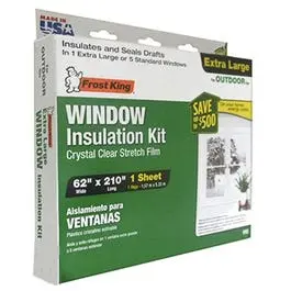 Outdoor Window Film Insulation Kit 62 x 210-Inch Energy Saving Thermal Film Frost King