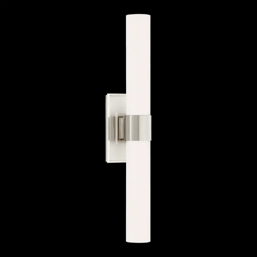 Presidio Petite Dual Sconce - Polished Nickel White Glass