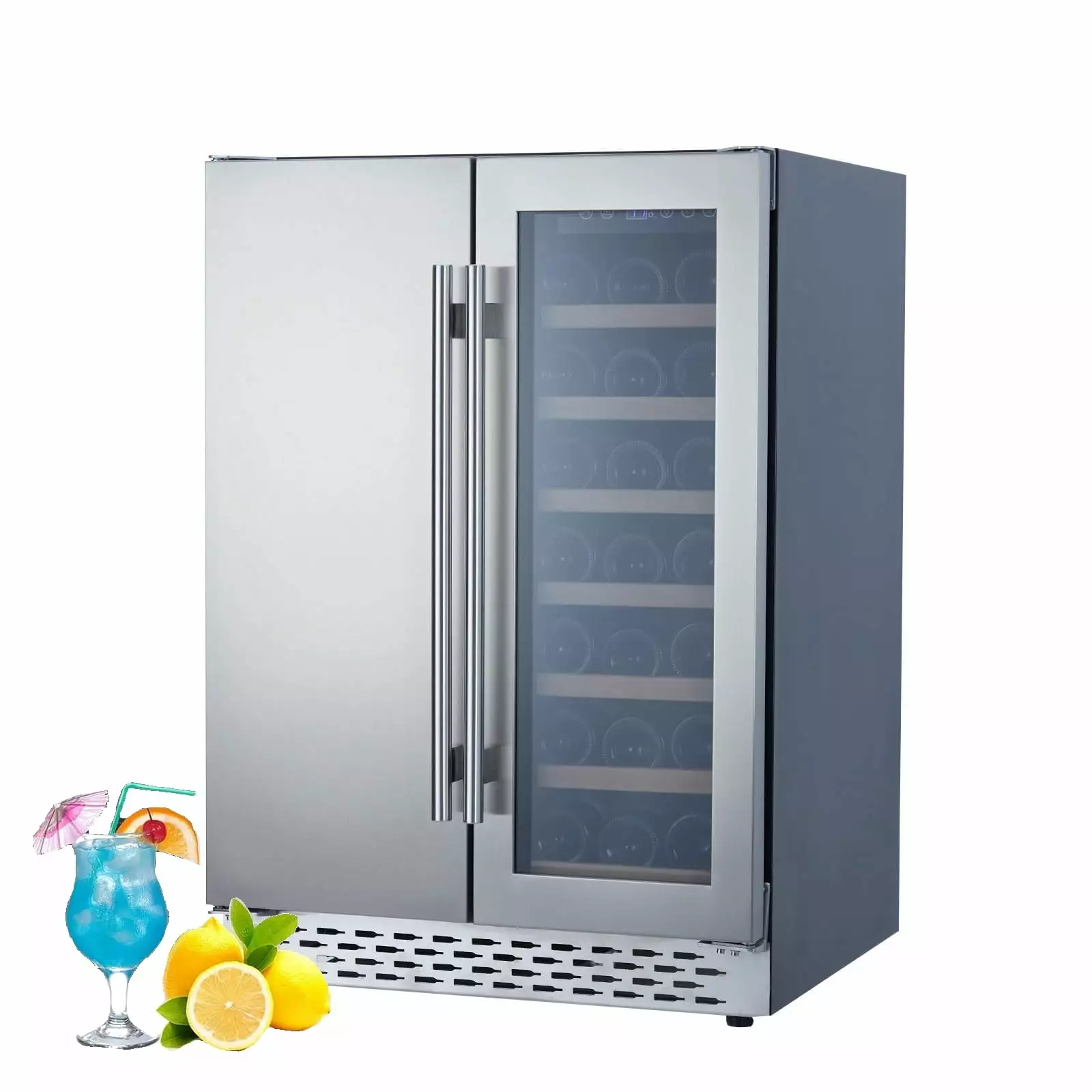 Soonbuy Beverage and Wine Cooler Dual Zone 54 Cans 20 Bottles
