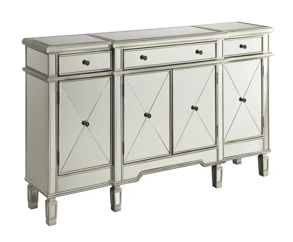 Aconitum 4-door Wine Cabinet Clear Mirror Wine Storage