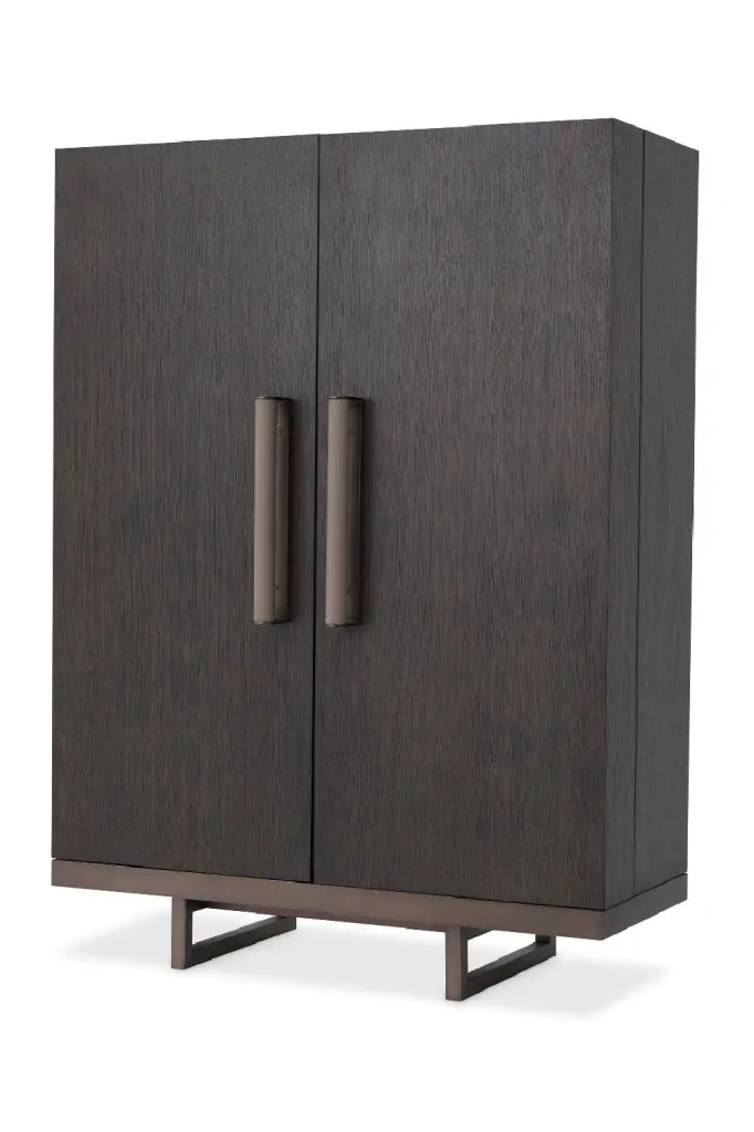 Mocha Straight Oak Veneer Wine Cabinet Eichholtz Harrison Stylish Wine Storage