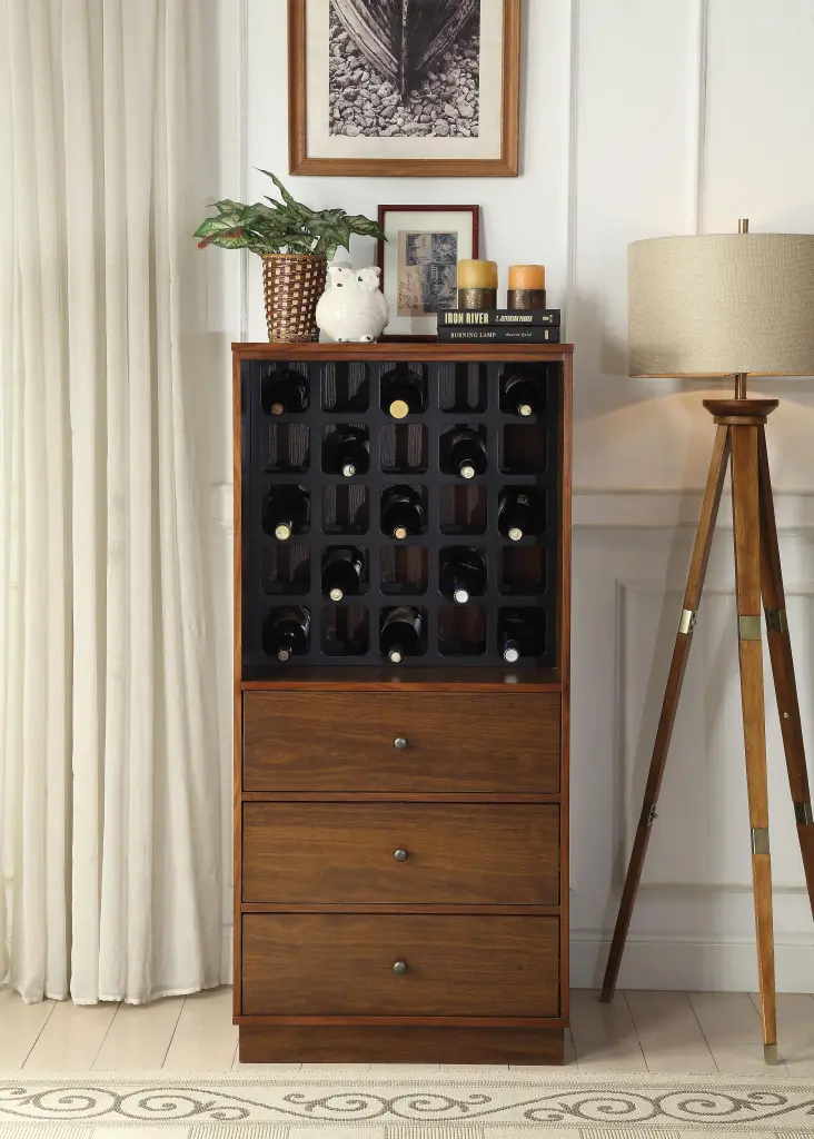 Wiesta Walnut Wine Cabinet - Wood Wine Storage Unit
