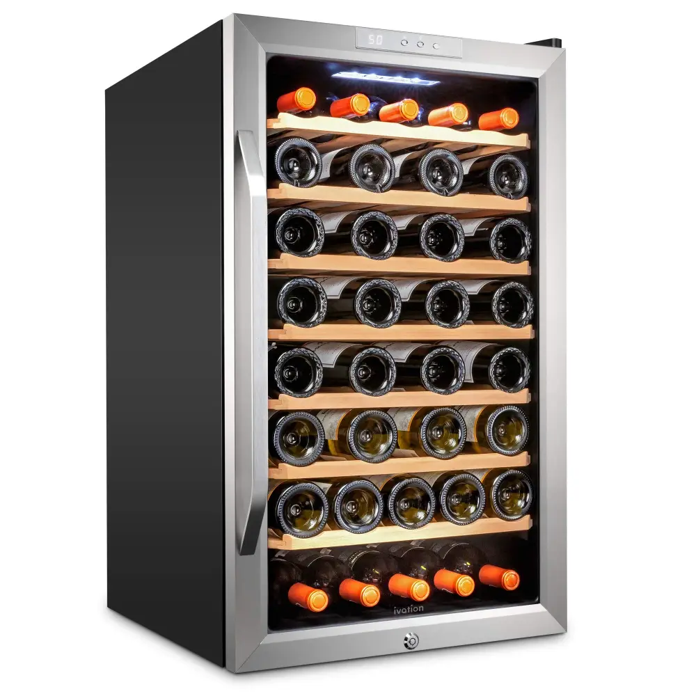 Ivation 51 Bottle Compressor Wine Refrigerator, Freestanding Wine Cooler Lock, Rust-proof Steel
