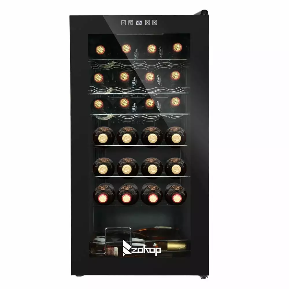 GoDecor 28 Bottle Digital Compressor Wine Cooler Refrigerator Black