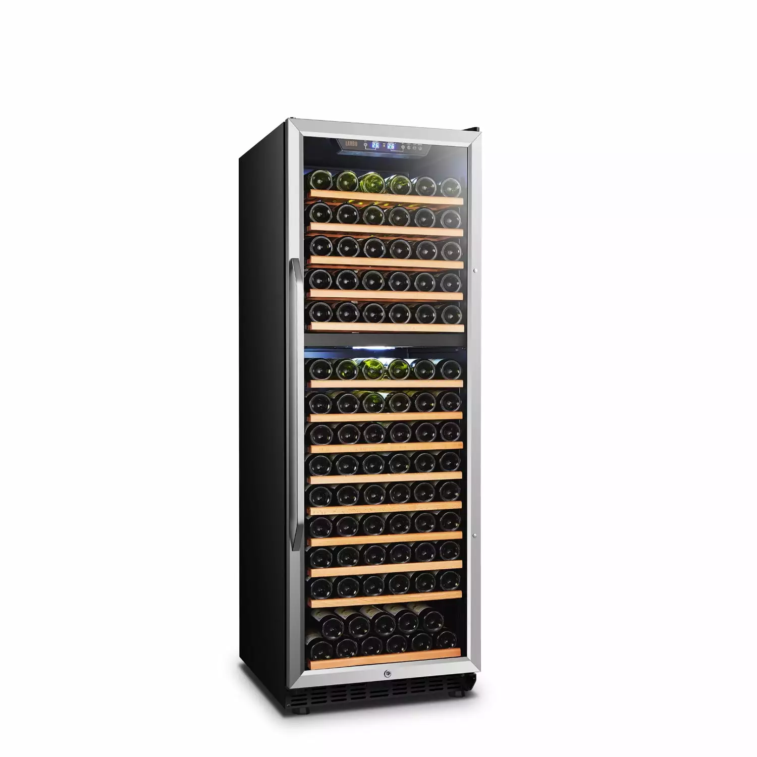 Lanbo 160 Bottle 24 Inch Width Compressor Dual Zone Wine Cooler Home or Bar