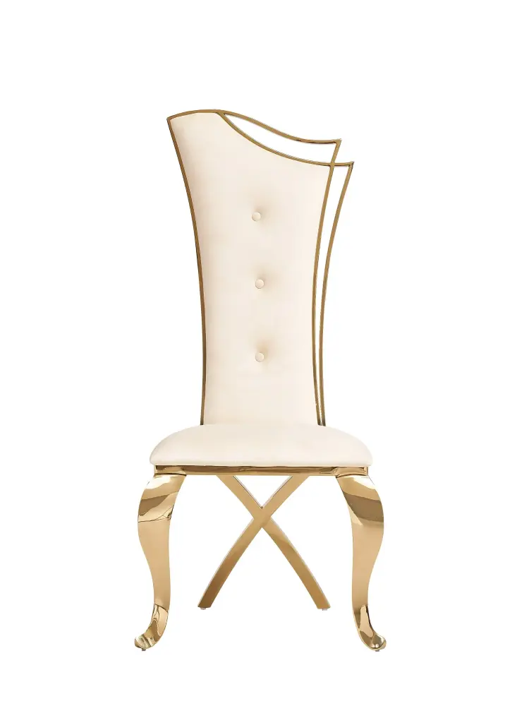 Aerating Modrest Bonnie - Modern Beige Velvet & Champagne Gold Dining Chair place 2)