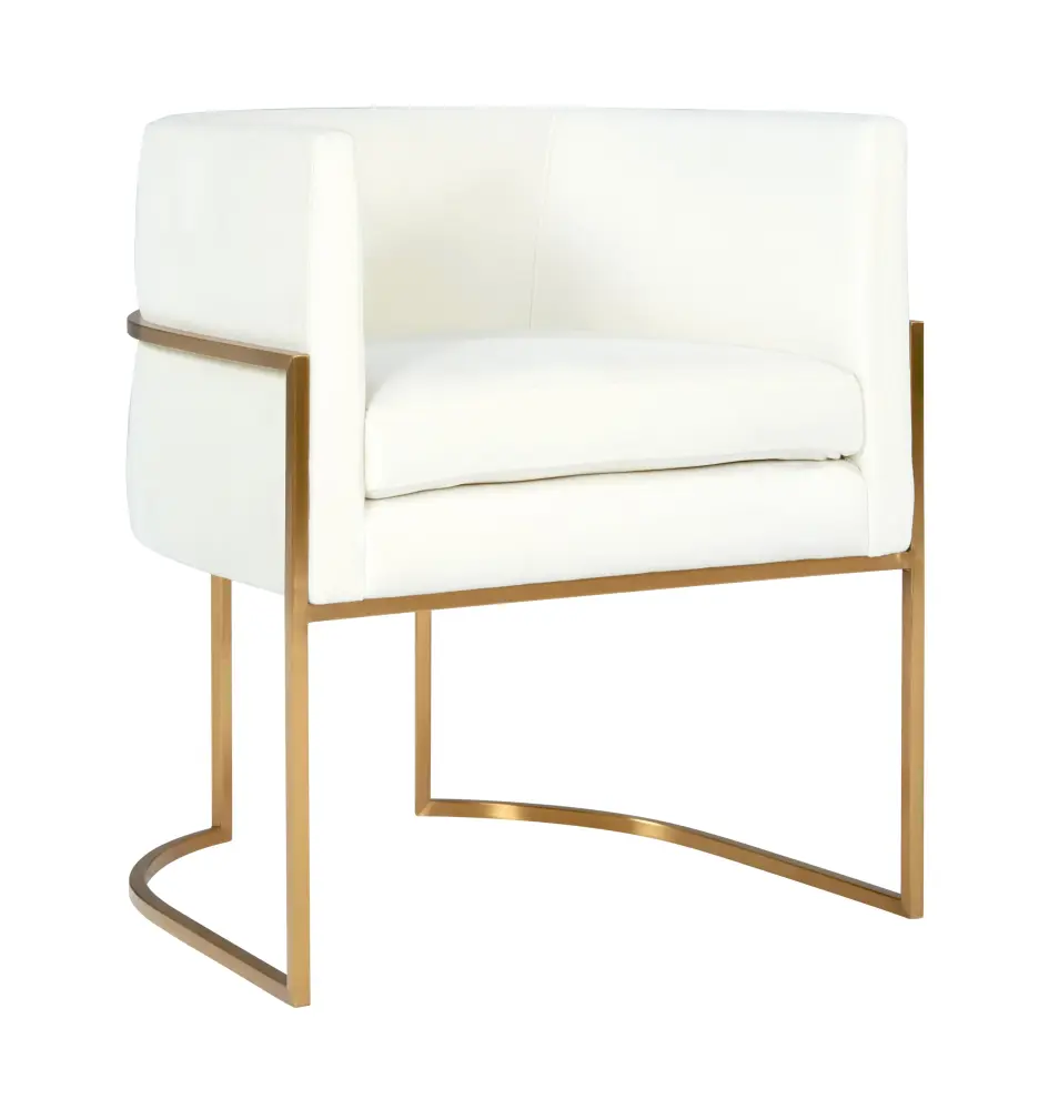 Giselle Cream Velvet Dining Chair Golden Leg - UK