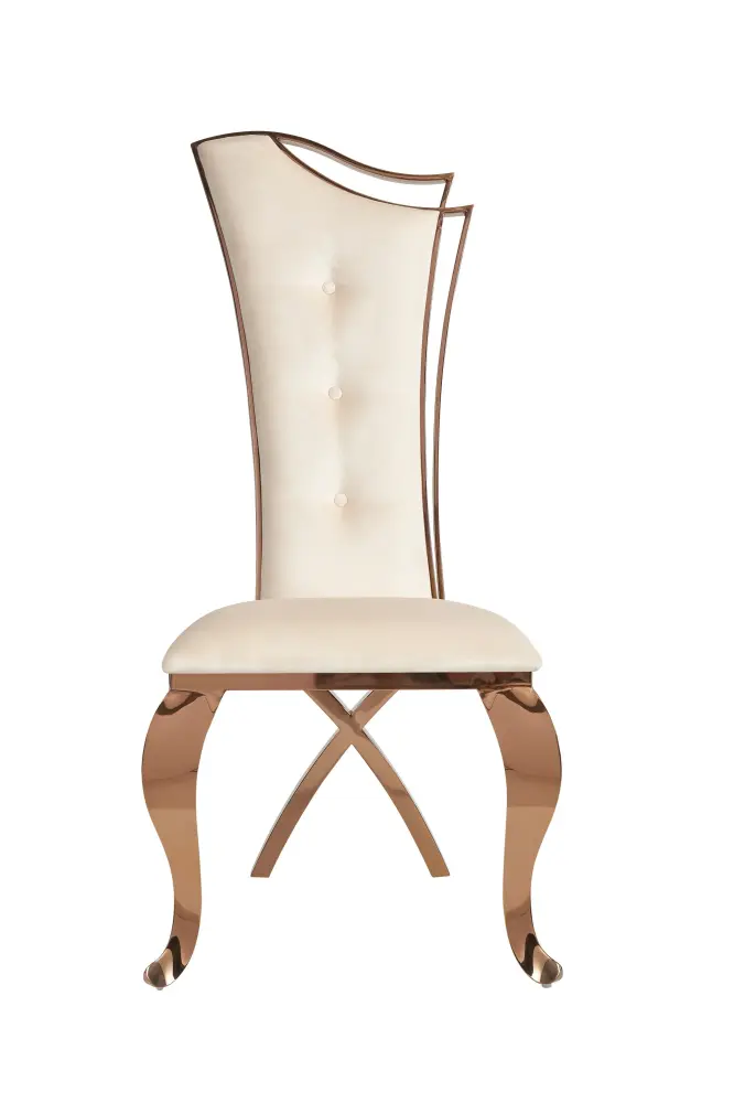 Modrest Bonnie - Beige Velvet & Rose Gold Dining Chair adjust 2)