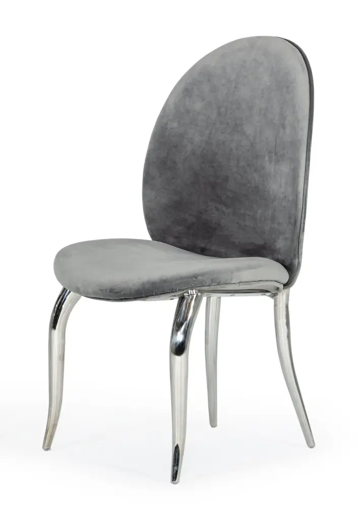 Modrest Vince - Glam Grey Velvet Dining Chair Place 2