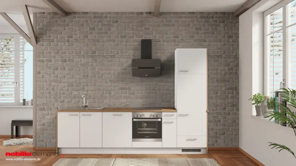 nobilia student kitchen Unna 300 cm alpine ivory matte oak Provence complete kitchen