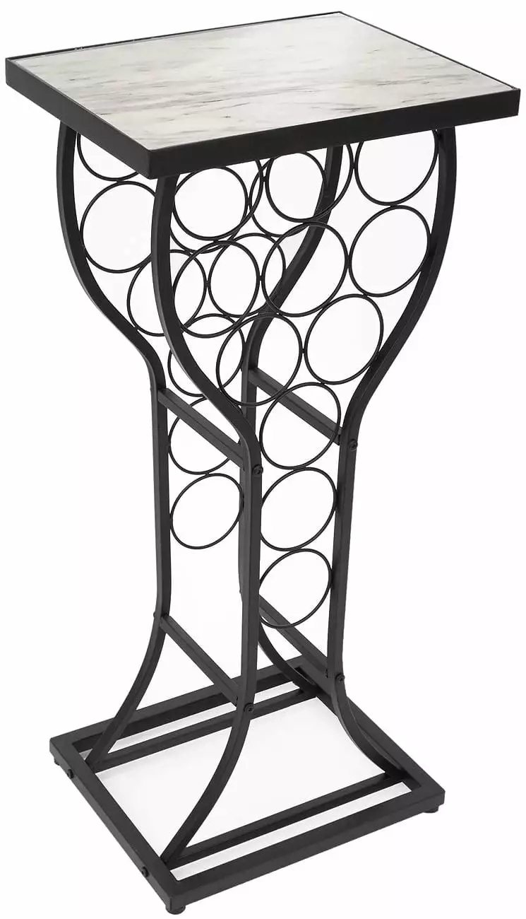 Sorbus Wine Rack Console Freestanding Holds 11 Bottles Faux Marble Table Console