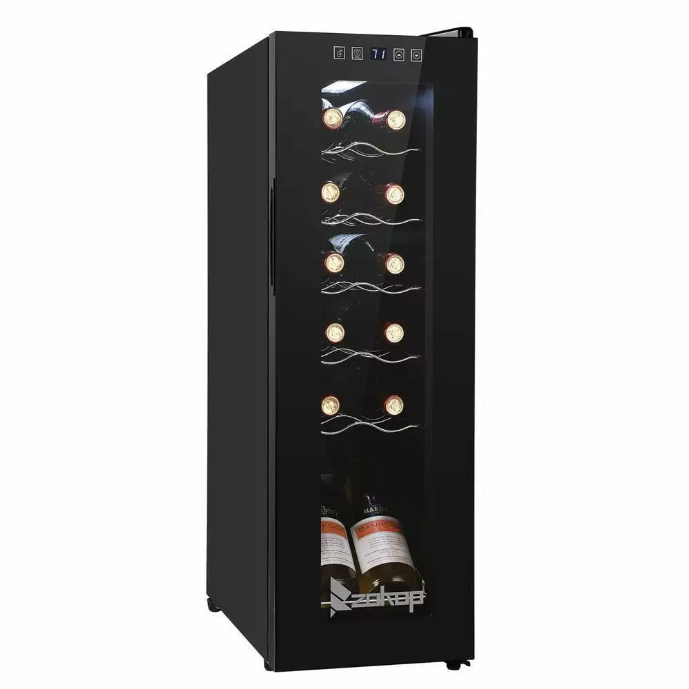 Adjustable Electric 12 Bottle Wine Cooler Cabinet Fridge LED Display Home Bar