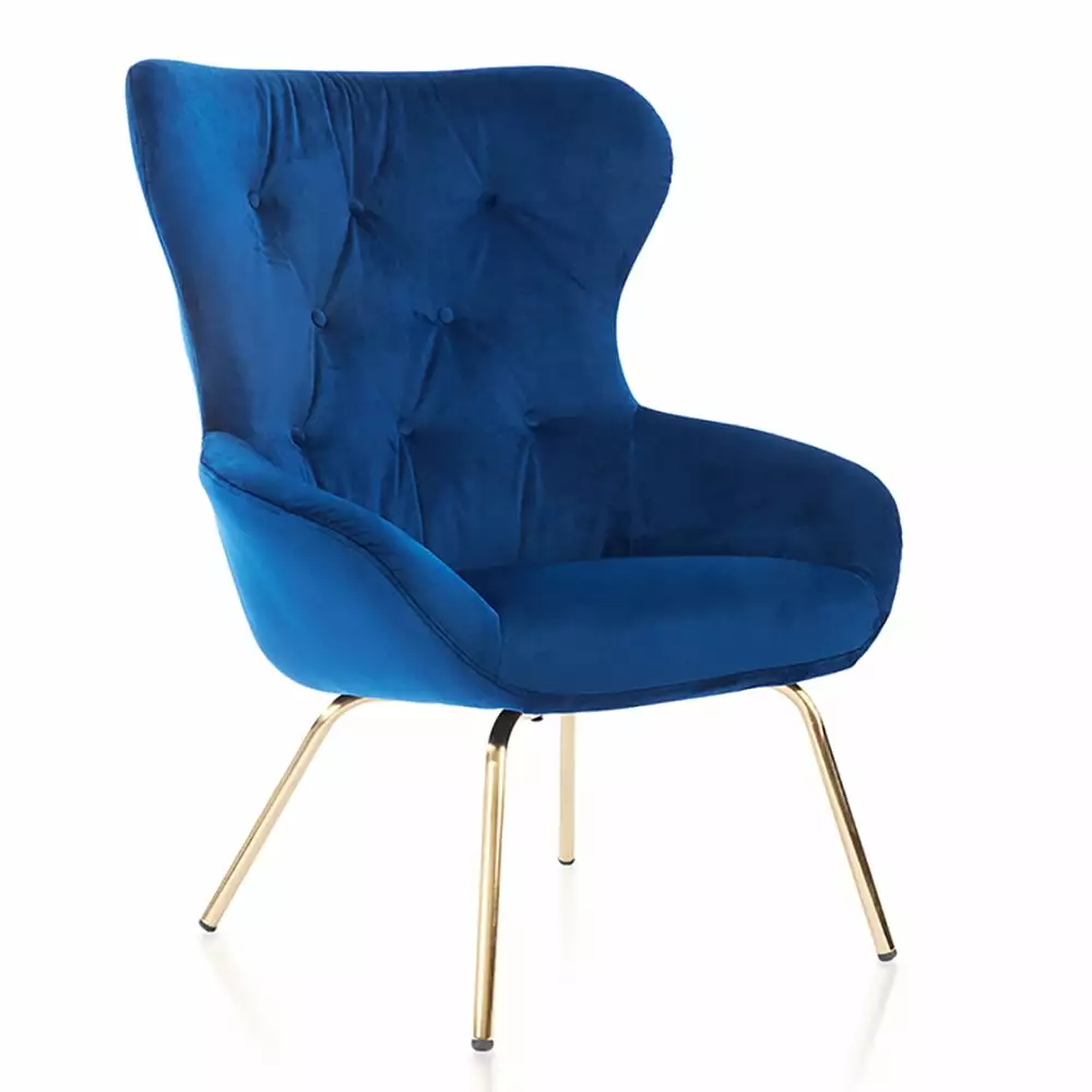 Furniture America Jica Wingback Chair Blue and Gold - Elegant Home Decor