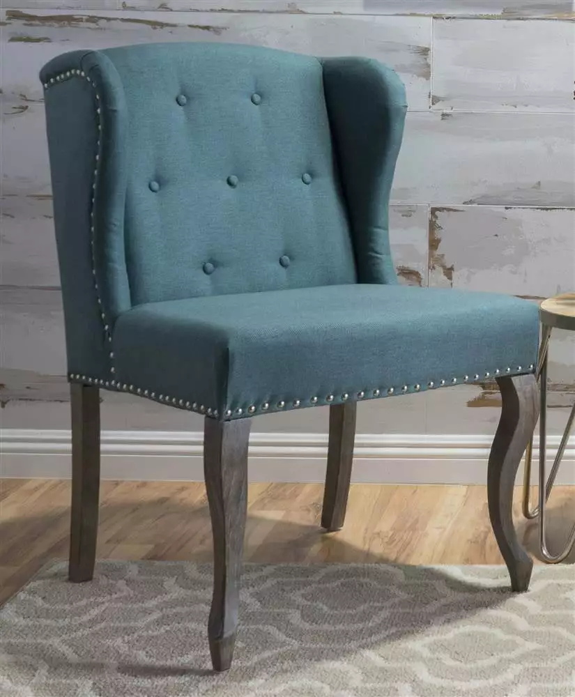 French Design Dark Teal Wingback Chair Living Room Noble House