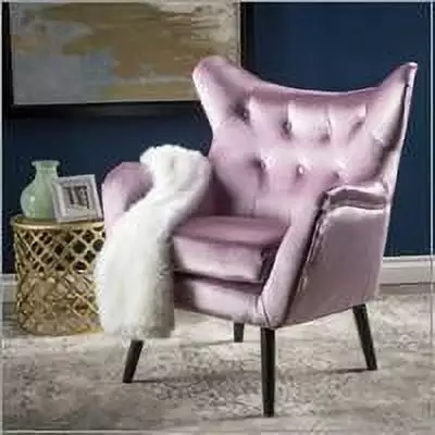 Noble Houtilize Mid Century Light Lavender Velvet Wingback Chair Purple Noble House
