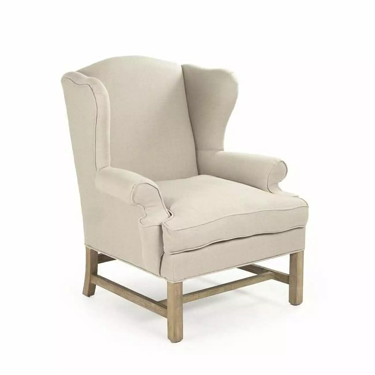 Zentique Fabien Natural Linen Wingback Chair 33 x 43 x 34