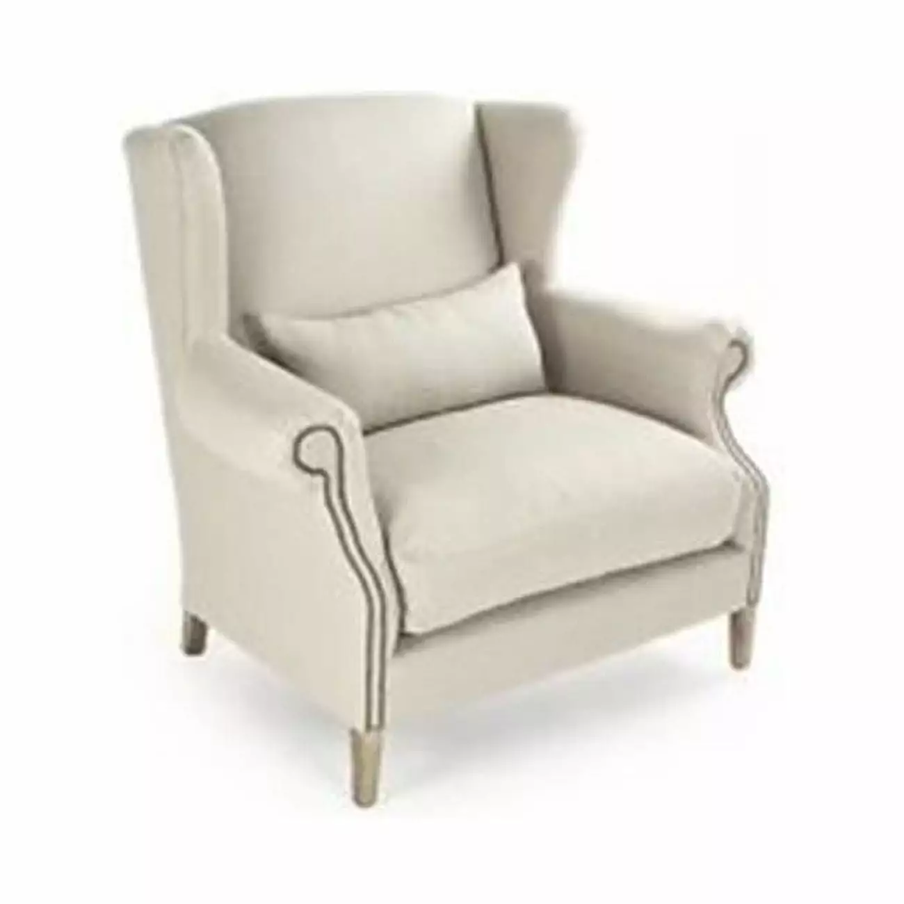 Zentique Napoleon Half Wingback Chair Natural Linen - 45 x 42.5 x 34