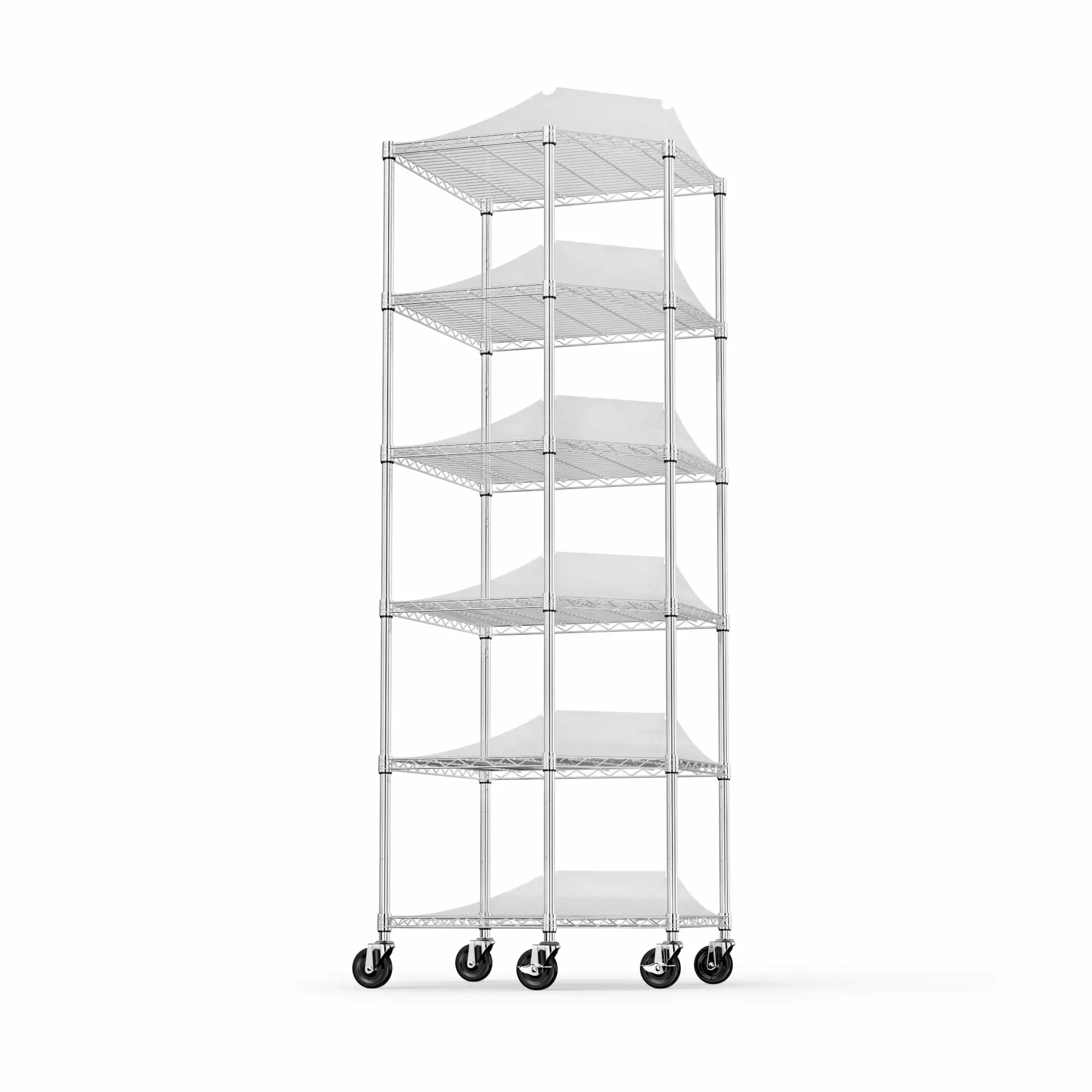 6 Tier Corner Wire Shelf Rack Pentagonal Shelves Wheels Adjustable Metal Heavy Duty Bathroom Kitchen SMHZ