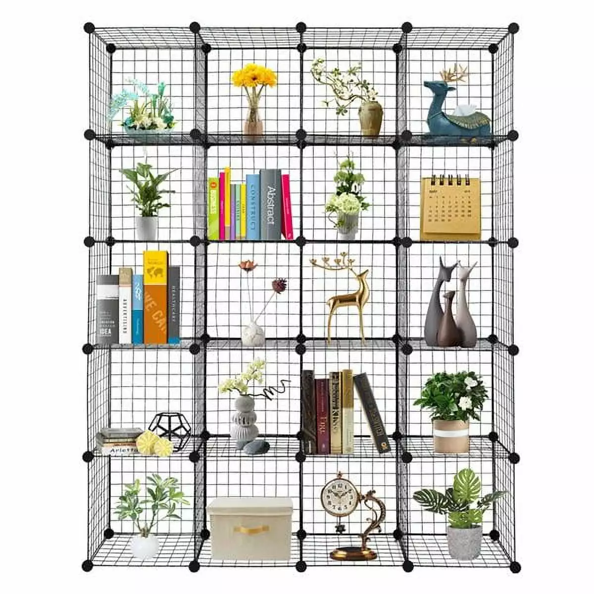 20-Cube Organizer Wire Cube Storage Metal Grid Shelving Unit Home Office Living Room Triple Tree