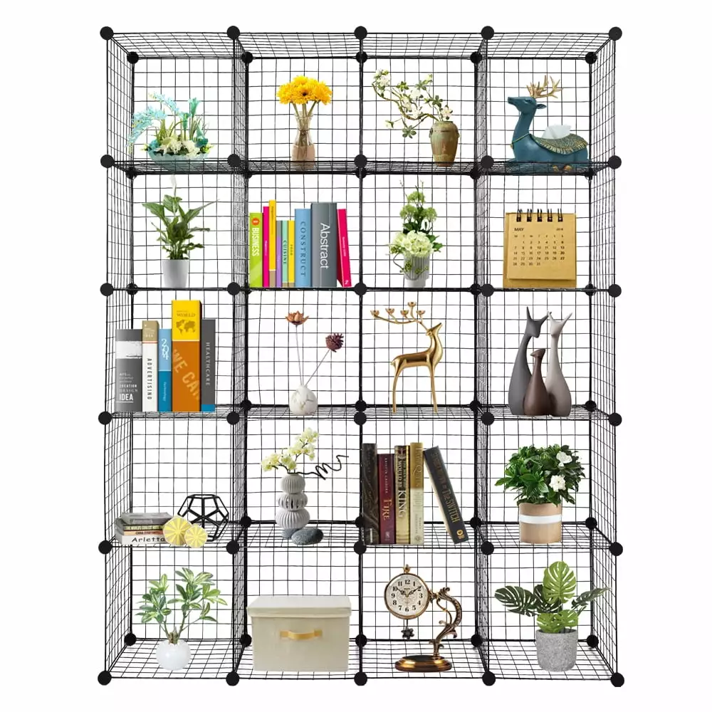 20-Cube Organizer Cube Storage Shelves Wire Cube Storage Origami Shelves Metal Grid Multifunction Shelving Unit MDHAND