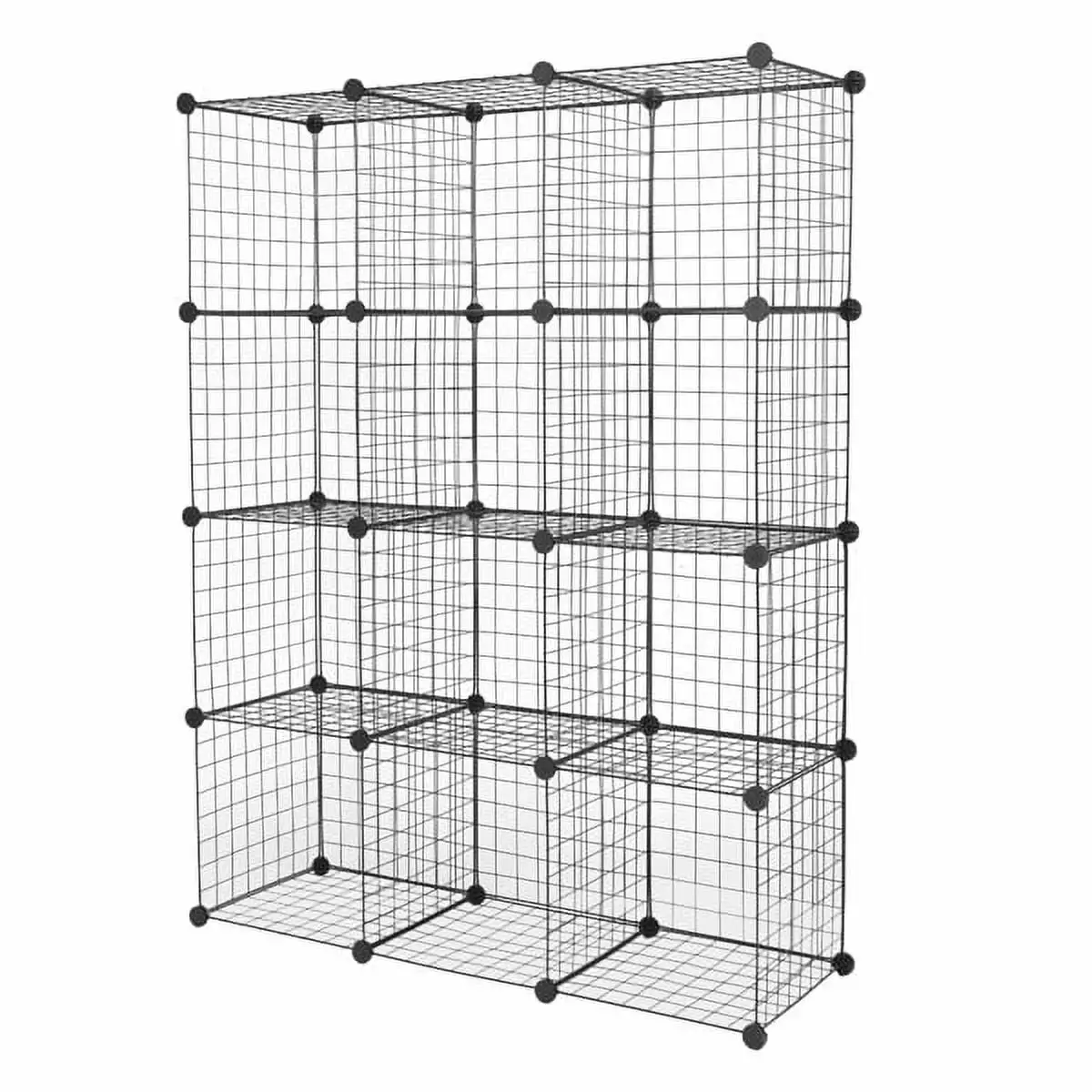 PEACNNG 12-Cube Metal Grid Storage Shelves Modular Bookcase Organizer