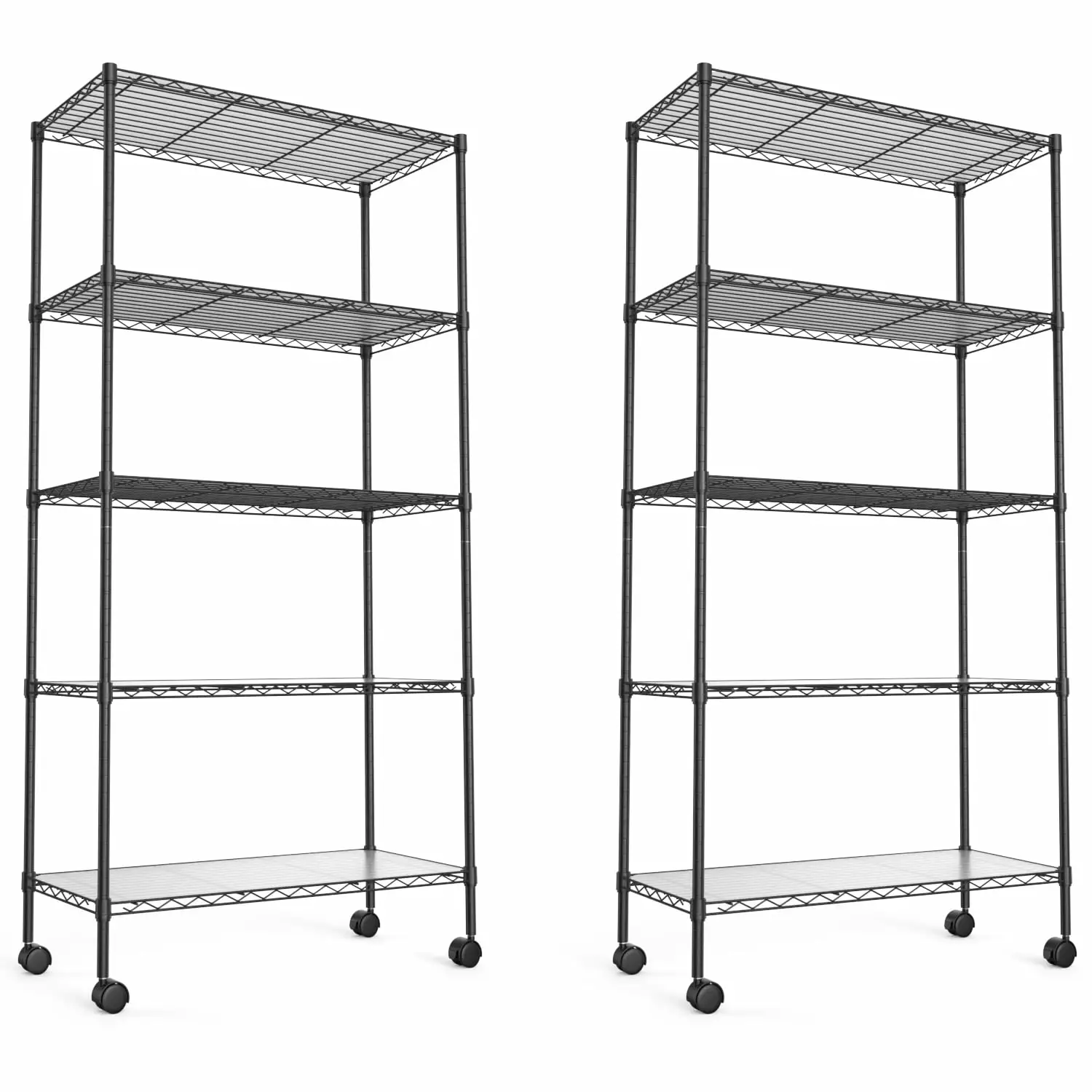 2 Pack 5 Tier NSF Heavy Duty Black Wire Shelving Unit Adjustable Metal Storage Shelves Garage Kitchen Office SMHZ
