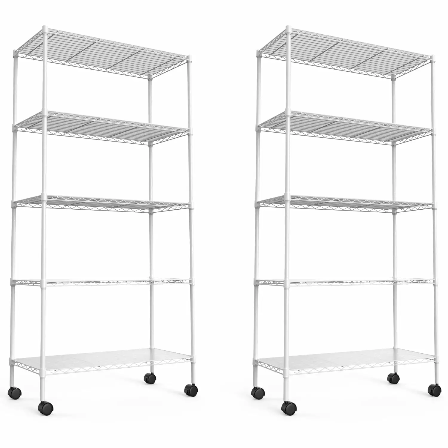 2 Pack 5 Tier NSF Heavy Duty White Wire Shelving Unit Adjustable Metal Storage Shelves Garage Kitchen Office SMHZ