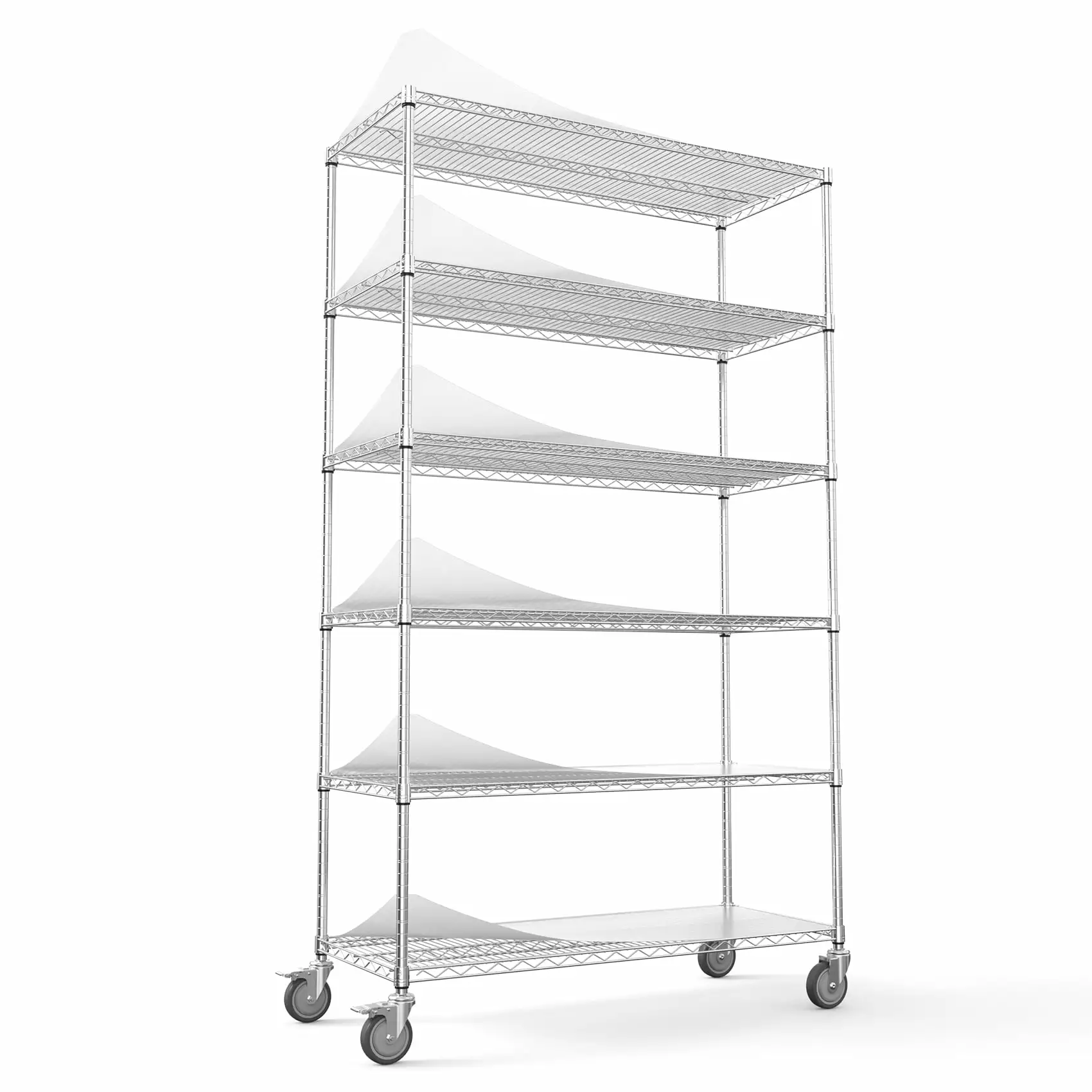 6 Tier Wire Shelving Unit 6000 LBS NSF Height Adjustable Metal Garage Storage Shelves Wheels Chrome SMHZ