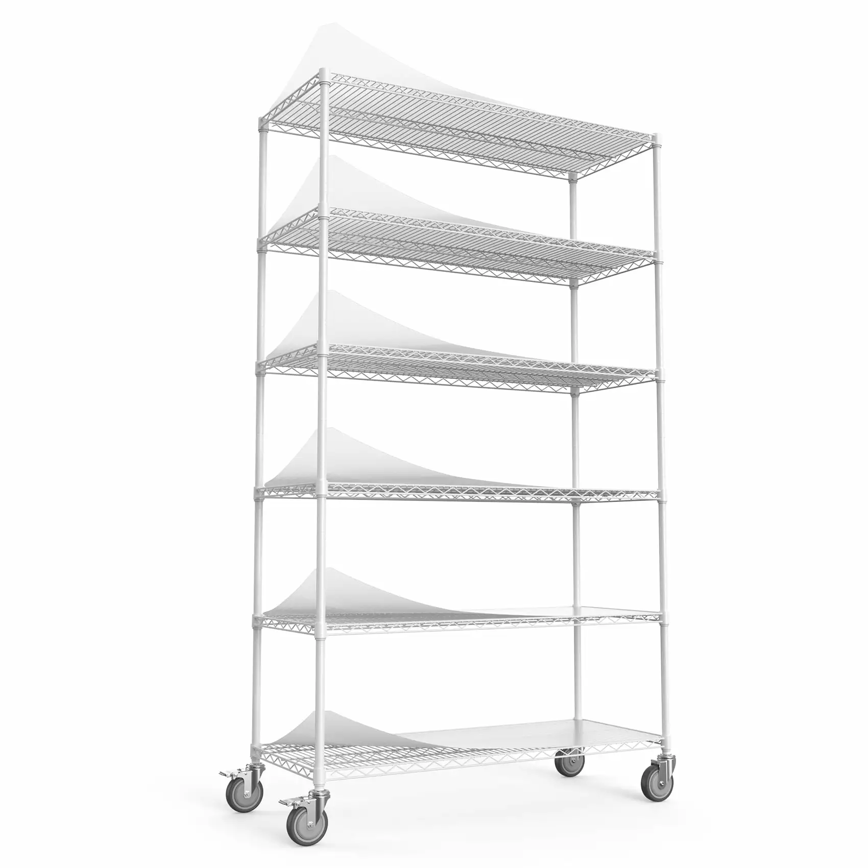 6 Tier Wire Shelving Unit 6000 LBS NSF Height Adjustable Metal Garage Storage Shelves Wheels White SMHZ