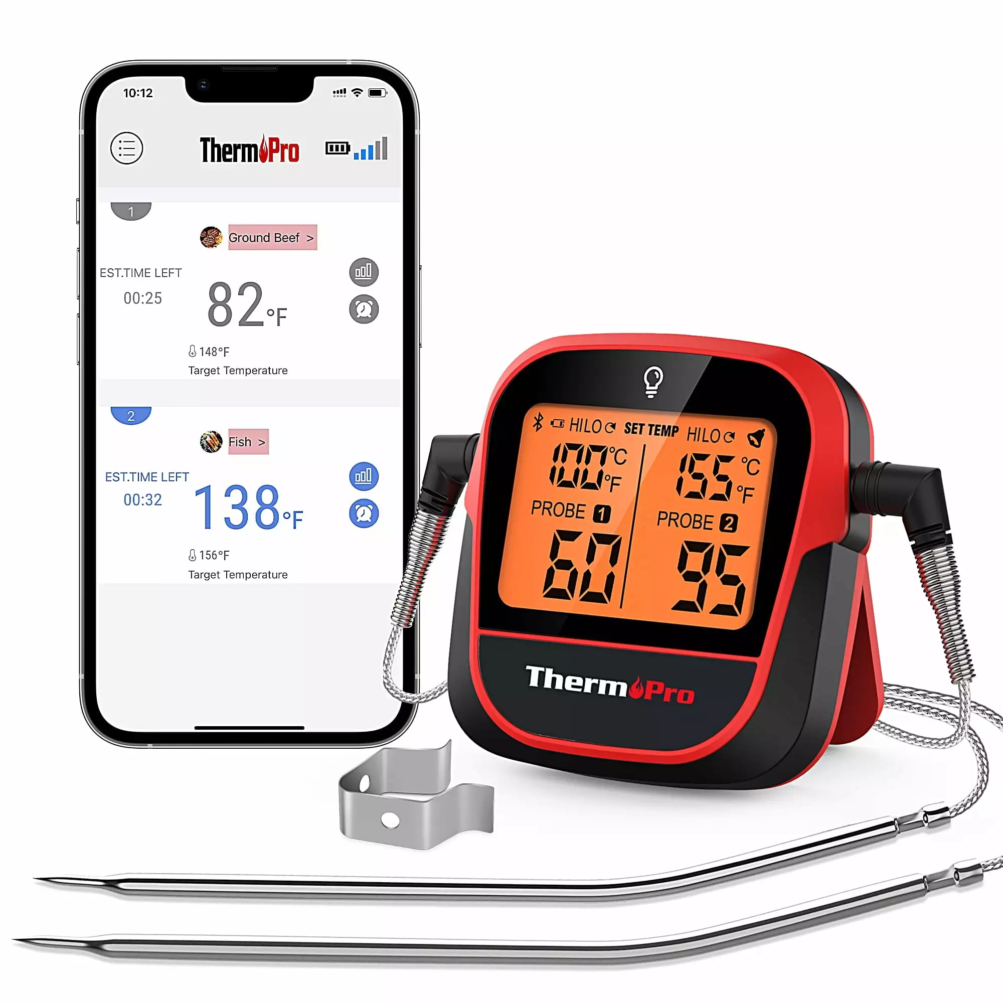 ThermoPro TP902W 350FT Wireless Meat Thermometer Dual Probe - Bluetooth Smart Cooking Thermometer