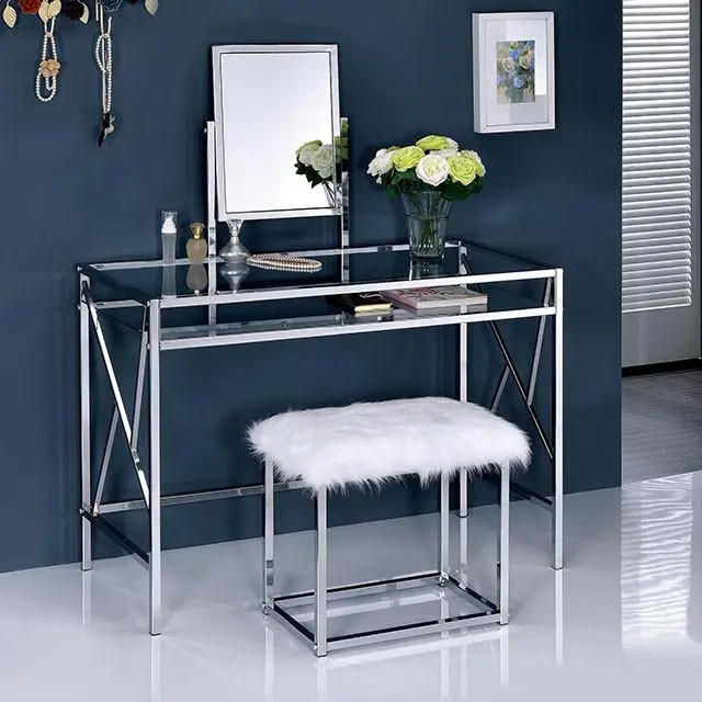 LISMORE Chrome Vanity Stool Modern Bathroom Furniture Set